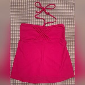 Maternal America Women's Pink Halter  Style Swimsuit Top Sz M EUC
